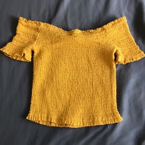 Gold off the shoulder crop top from Forever 21